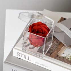 The Only Roses - Our singular, red roses are packaged in a beautiful acrylic box. Get a complete 360 degree view of your everlasting gift!