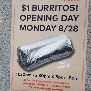 Dos Toros Taqueria - Opening day deal - Mexican Near Me - Chicago, Illinois Dos Toros Taqueria - Opening day deal - Mexican Near Me - Chicago, Illinois
