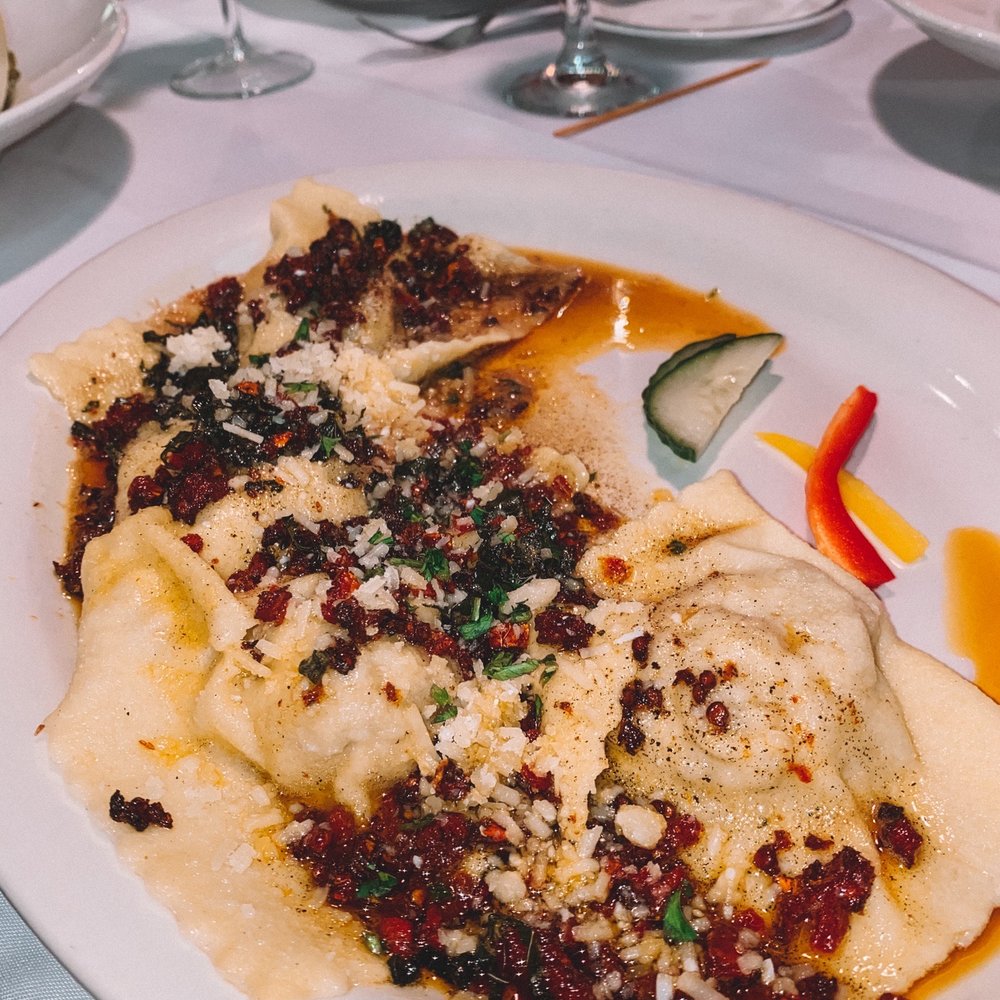 Cafe Maxx - Duck & Smoked Mozzarella Ravioli with sundried tomatoes. A MUST! - Seafood Near Me - Pompano Beach, Florida