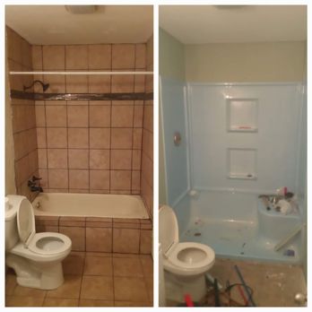 Elite Construction - before and after of a bathroom remodel - Masonry/Concrete Near Me Elite Construction - before and after of a bathroom remodel - Masonry/Concrete Near Me