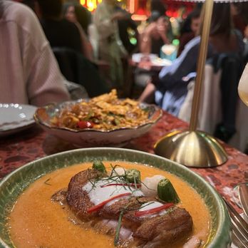 Soothr - Panang Duck Lychee curry, Chicken Ki Mao * (both delicious, Panang curry was best) - Cocktail Bars Near Me - Long Island City, New York Soothr - Panang Duck Lychee curry, Chicken Ki Mao * (both delicious, Panang curry was best) - Cocktail Bars Near Me - Long Island City, New York