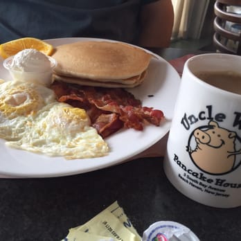 Uncle Will's - two eggs over medium with well done bacon and a side of buttermilk pancakes - Breakfast & Brunch Near Me - Beach Haven, New Jersey