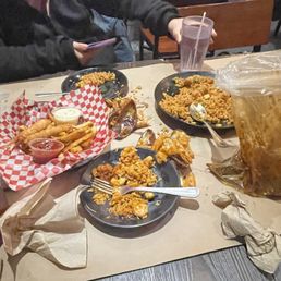 Never got a bucket so we had to dump our waist on the table