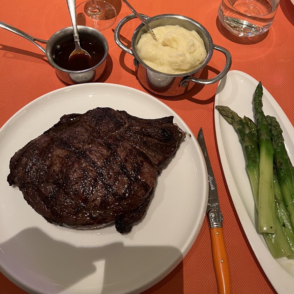 Sinatra - Ribeye, mashed potatoes, red wine reduction, asparagus - Italian Near Me - Las Vegas, Nevada Sinatra - Ribeye, mashed potatoes, red wine reduction, asparagus - Italian Near Me - Las Vegas, Nevada