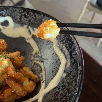 Oku - Cauliflower piece dipping sauce on side - Sushi Bars Near Me - Santa Barbara, California