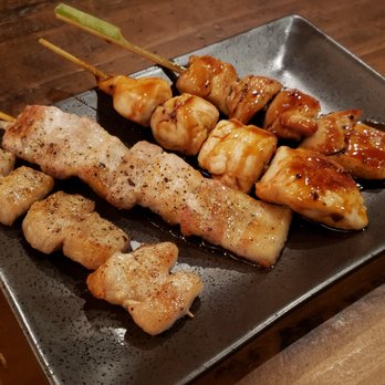 Tori Jiro - (from left) Pork jowl, pork belly, chicken breast, chicken thigh - Japanese Near Me - Watertown, Massachusetts Tori Jiro - (from left) Pork jowl, pork belly, chicken breast, chicken thigh - Japanese Near Me - Watertown, Massachusetts