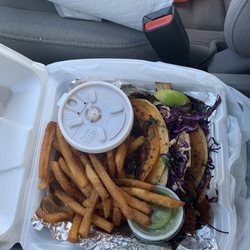 The Purple Pit Stop - Chicken taco's with fries