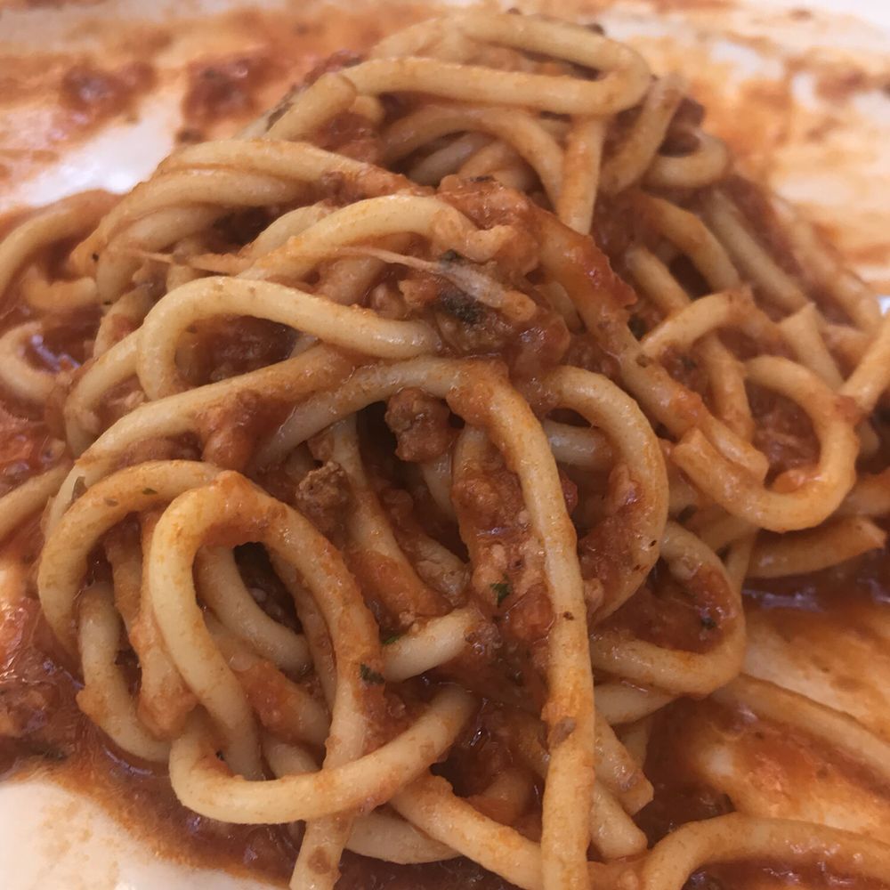 Scopazzi's - Spaghetti Bolognese with minimal flavor and over cooked noodles.  Ewww. - New American Near Me - Boulder Creek, California