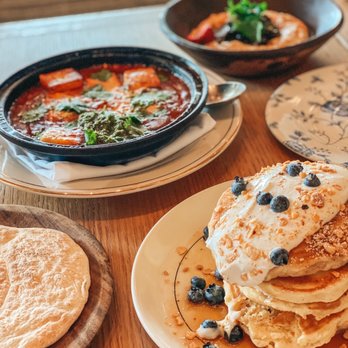 The Peacock - blueberry pancakes were amazing, short rib hummus was good, and shakshuka was a miss - Mediterranean Near Me - Austin, Texas The Peacock - blueberry pancakes were amazing, short rib hummus was good, and shakshuka was a miss - Mediterranean Near Me - Austin, Texas