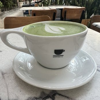 Republik Coffee - Matcha Latte (I took a sip and spoiled the look of it, but it's a properly good matcha!) - Coffee & Tea Near Me - Pasadena, California Republik Coffee - Matcha Latte (I took a sip and spoiled the look of it, but it's a properly good matcha!) - Coffee & Tea Near Me - Pasadena, California