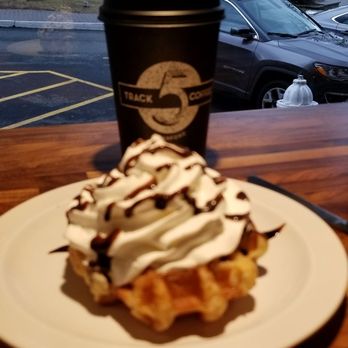 Track 5 Coffee - Waffle with whip cream - Coffee & Tea Near Me - Cranford, New Jersey Track 5 Coffee - Waffle with whip cream - Coffee & Tea Near Me - Cranford, New Jersey