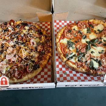 Heirloom Pizza - Supremely Superior Pie (Left) Basil & Mozza Magic (Right) - Pizza Near Me - Plano, Texas