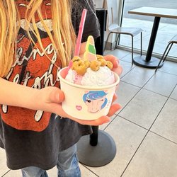 Baskin BR Robbins - Unicorn creature creation $4.59. She got chocolate chip cookie dough instead of sprinkles. (4/24/2024)