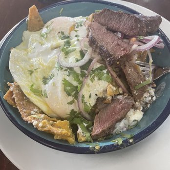 Cups Cafe - Green Chilaquiles with steak - Breakfast & Brunch Near Me - Palm Desert, California