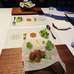 BYO spring rolls with cilantro, mint, and marigold-laminated rice paper BYO spring rolls with cilantro, mint, and marigold-laminated rice paper