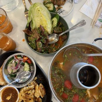 All Rice Thai - chicken satay, namtok pork (table fav), & super sized tom yum soup + thai teas - Thai Near Me - Alexandria, Virginia