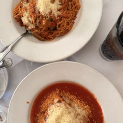 Angel hair with vodka rose sauce and lasagna