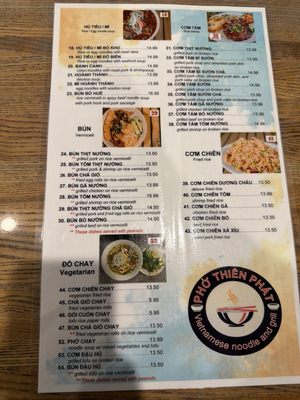 Menu photo 1 Pho Thien Phat Cary, NC