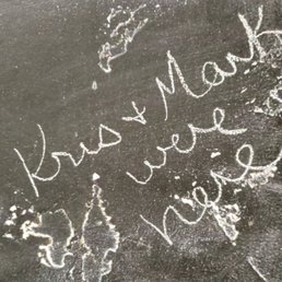 black board in the bathroom. I may have graffitied it. black board in the bathroom. I may have graffitied it.