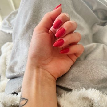 Golden Nail Spa - Red acrylic nails - Nail Salons Near Me - Millbrae, California