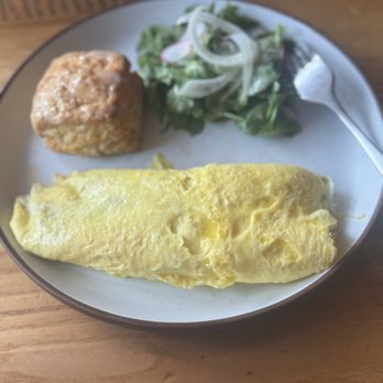 Yardbird Table & Bar - Chef's Daily Omelet with Pork Belly, Petite Salad w/ Lemon Vinaigrette and Honey Butter Biscuit with Apple Fig Jam - Southern Near Me - Miami Beach, Florida
