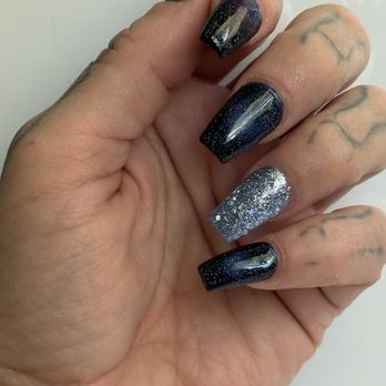 Hi Nails & Spa - Beautiful cat eye/ galaxy gel coffin shape full set acrylic nails. - Nail Salons Near Me - Santa Rosa, California