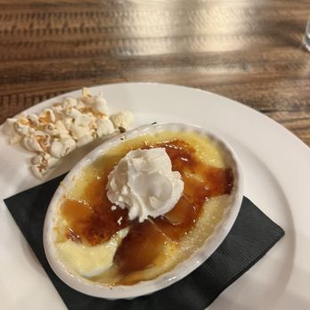 Brickhouse Grille - Crème Brûlée with buttered popcorn - Seafood Near Me - Dickinson, North Dakota Brickhouse Grille - Crème Brûlée with buttered popcorn - Seafood Near Me - Dickinson, North Dakota