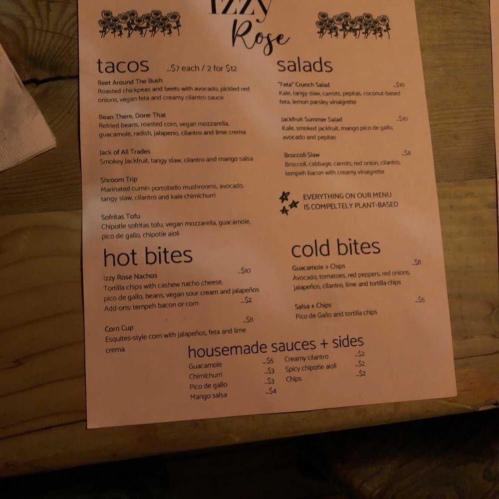 Izzy Rose - Menu 3 of 3 (food -- the most important page) - Cocktail Bars Near Me - Brooklyn, New York Izzy Rose - Menu 3 of 3 (food -- the most important page) - Cocktail Bars Near Me - Brooklyn, New York