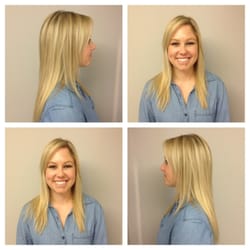 Bright blonde with soft layers.