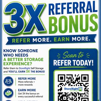StoreRight Self Storage - 3X Referral Bonus! Ask us how you can participate in this great offer. - Self Storage Near Me - Lakeland, Florida StoreRight Self Storage - 3X Referral Bonus! Ask us how you can participate in this great offer. - Self Storage Near Me - Lakeland, Florida