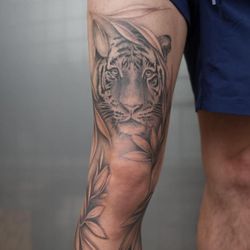 New Generation Tattoo - Tiger tattoo with magnolias by Van @ vxn.ink