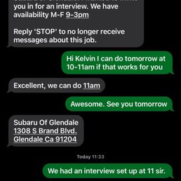 Screenshot of my conversation with the "director". I would not trust this store. They can't even show up on time to their own interview! Screenshot of my conversation with the "director". I would not trust this store. They can't even show up on time to their own interview!