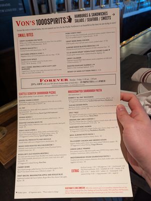 Menu photo 6 Von's 1000Spirits Woodinville, WA