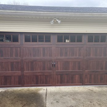 Elevate Garage Door - Chi model 5983 in mahogany color. - Garage Door Services Near Me