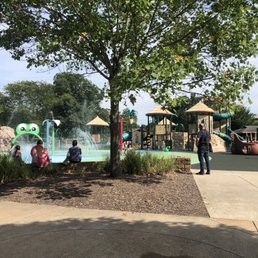 Splash pad and play area: lots of shade for parents too