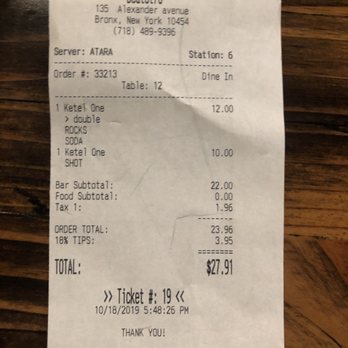 Beatstro - Thus is the price for one drink that they rang up twice and refused to correct it, - American Near Me - Bronx, New York