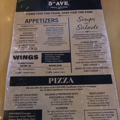 Menu photo 6 5th Ave Grill And Bar Beech Grove, IN Menu photo 6 5th Ave Grill And Bar Beech Grove, IN