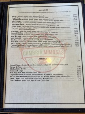Menu photo 6 Cambria Mimosas Cambria, CA