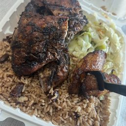 Jerk Chicken Rice and Peas cabbage Jerk Chicken Rice and Peas cabbage