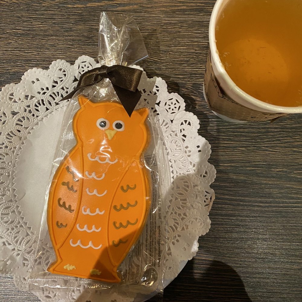 Caffe Cafe - Owl cookie & Chamomile tea ; IG: susanlamx - Cafes Near Me - Brooklyn, New York