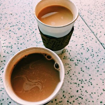 T4 Tracy - (Bottom) Hot Rose Milk Tea with boba & (top) Hot Jasmine Green Milk Tea with boba - Bubble Tea Near Me - Tracy, California