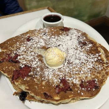 First Awakenings - Raspberry coconut granola pancake and blueberry wheat germ pancake for sharing - Breakfast & Brunch Near Me - Salinas, California First Awakenings - Raspberry coconut granola pancake and blueberry wheat germ pancake for sharing - Breakfast & Brunch Near Me - Salinas, California