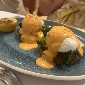 Fig & Olive - Crabcake Benedict - French Near Me - Houston, Texas Fig & Olive - Crabcake Benedict - French Near Me - Houston, Texas