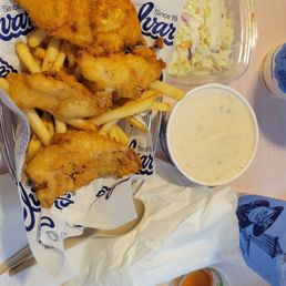 Fish and chips combo with white clam chowder. Ono! Fish and chips combo with white clam chowder. Ono!