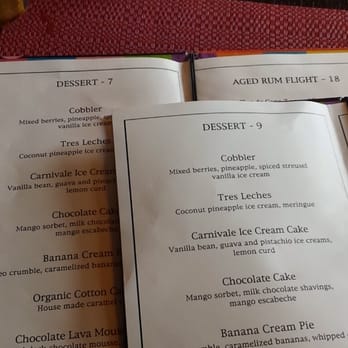 Carnivale Chicago - Dessert menus with different prices - Latin American Near Me - Chicago, Illinois Carnivale Chicago - Dessert menus with different prices - Latin American Near Me - Chicago, Illinois