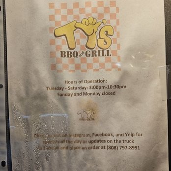 TY's BBQ and Grill - Aug 2024 hours and info - Barbeque Near Me - Honolulu, Hawaii