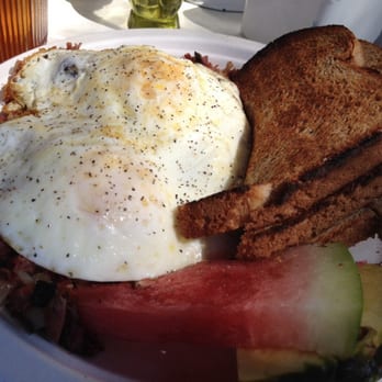 Among The Flowers Cafe - There's corned beef hash under them eggs. A lot of it. - Breakfast & Brunch Near Me - Edgartown, Massachusetts