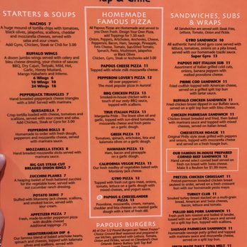 Papous Tap & Grille - Menu - Pizza Near Me - Aurora, Ohio Papous Tap & Grille - Menu - Pizza Near Me - Aurora, Ohio
