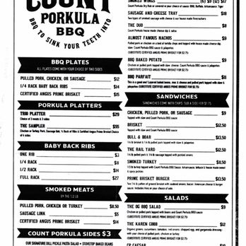 Count Porkula - Menu - Barbeque Near Me - North Little Rock, Arkansas