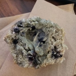 Blueberry muffin, RAW in the middle